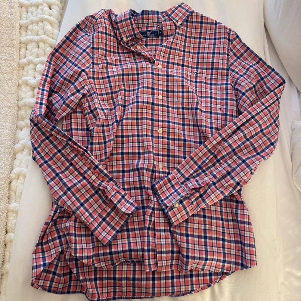 Vineyard Vines Red and Blue Plaid Men's Shirt